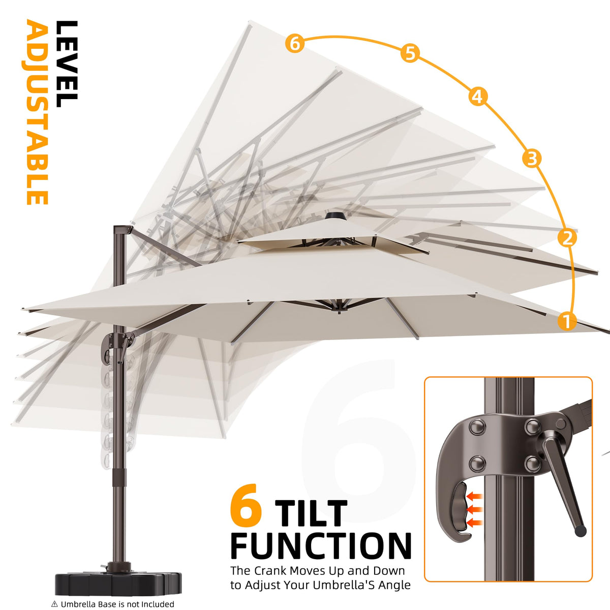 ORYNTREX beige outdoor umbrella blends with garden decor.