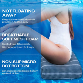 OS OMYSTYLE hot tub pillow in tub demonstrates secure fit with weighted stability