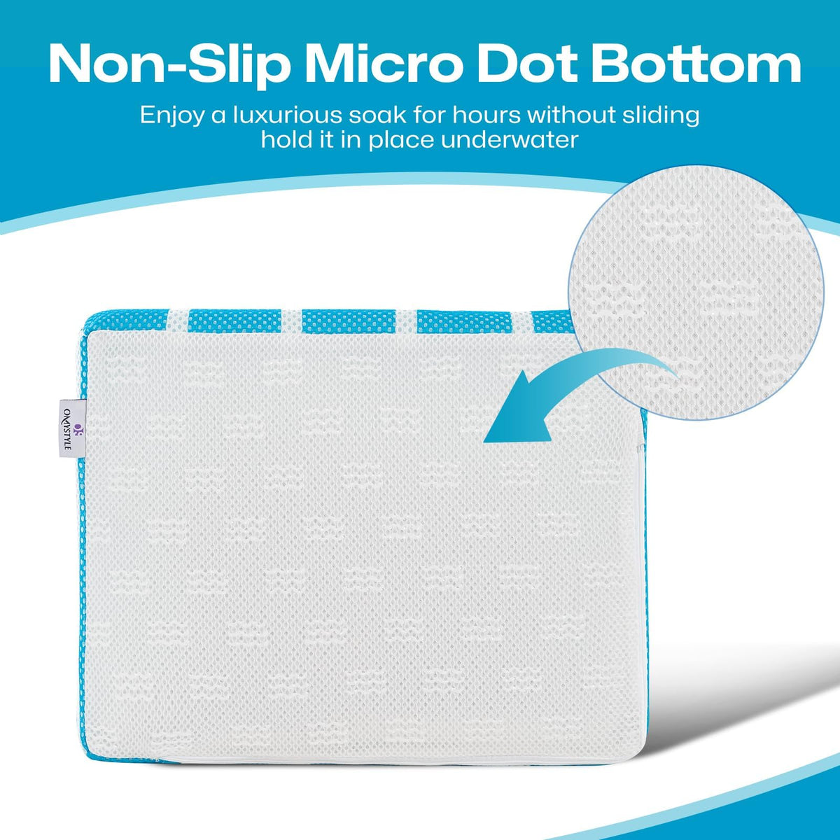 OS OMYSTYLE closeup of non-slip bottom for secure tub grip