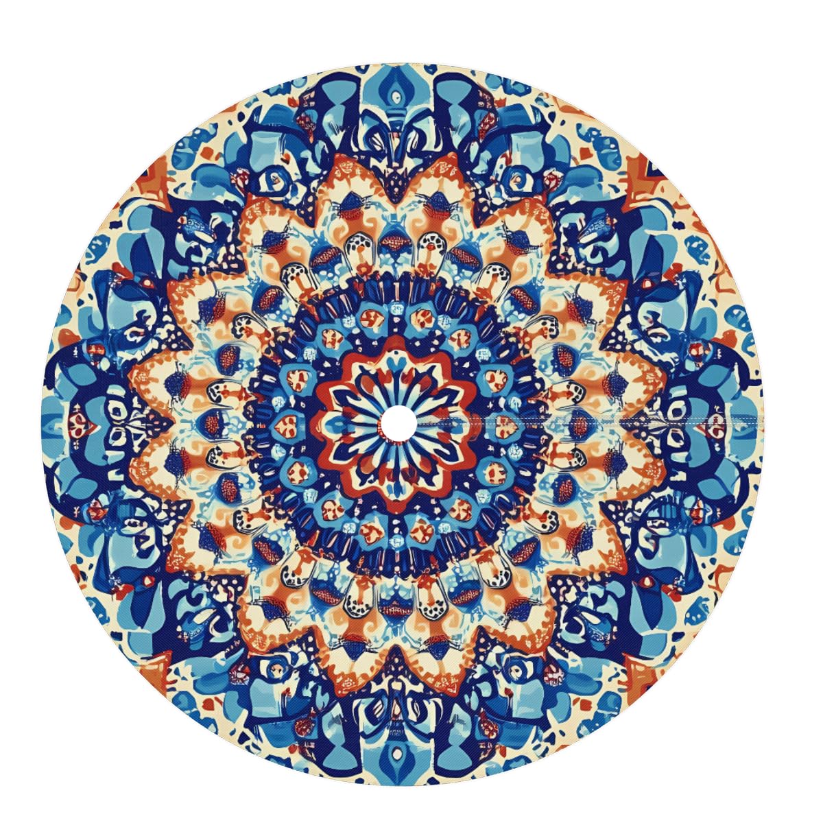 OSAM SPACE colorful blue-orange boho mandala pattern enhances outdoor tables