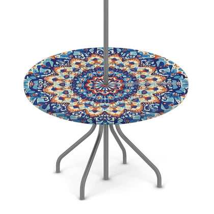 OSAM SPACE round tablecloth with umbrella hole for shaded outdoor dining