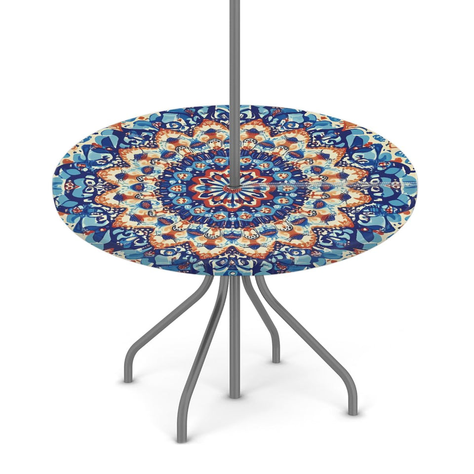 OSAM SPACE round tablecloth with umbrella hole for shaded outdoor dining