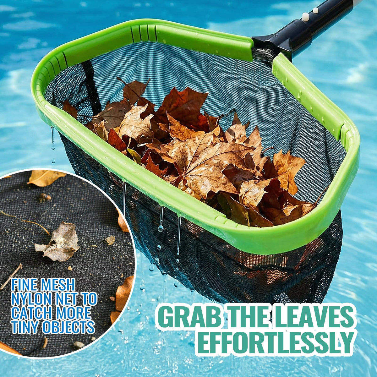 OSAMEDA pool skimmer net deep nylon mesh captures fine particles effectively.