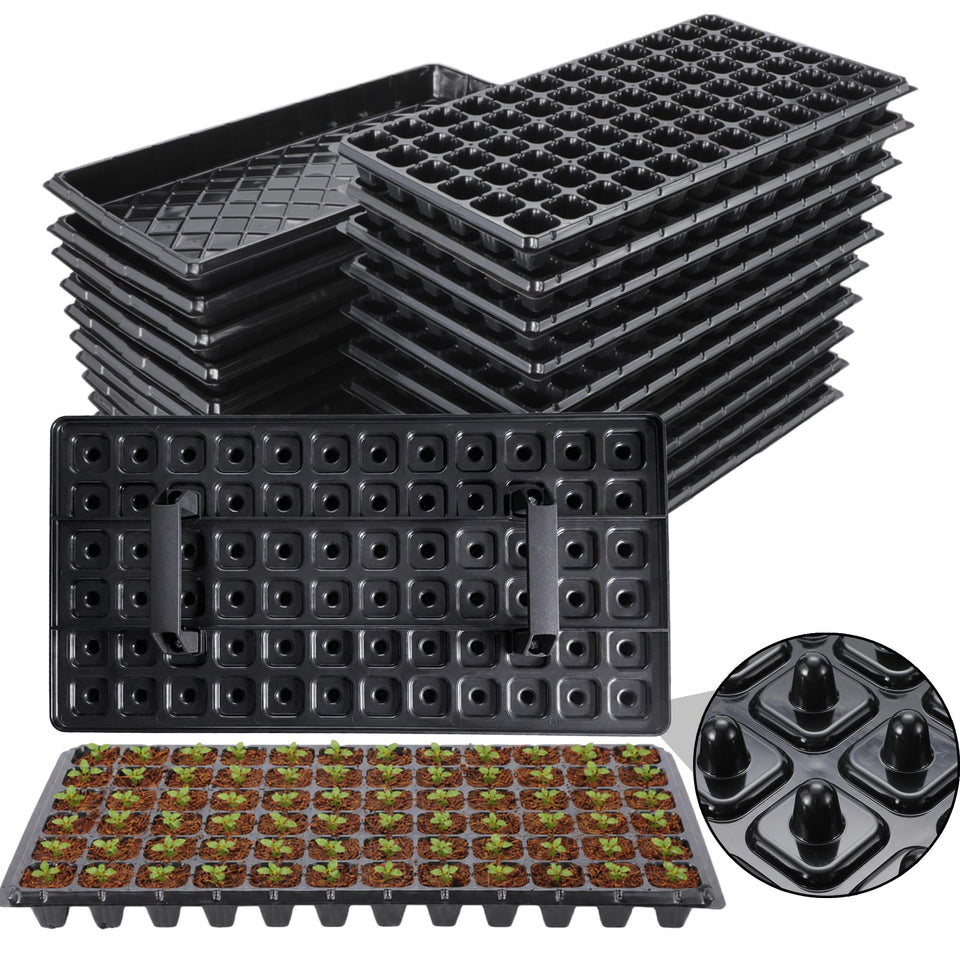 Oscorna 72-cell seedling trays with dibber for fast, precise sowing.