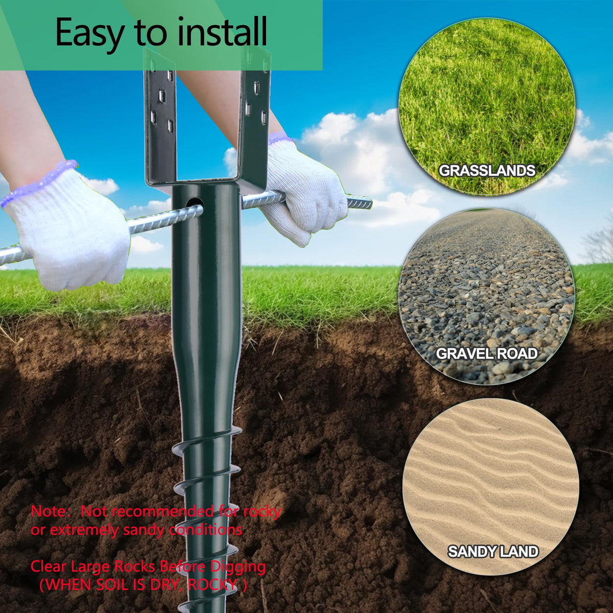 Oscorna powder-coated steel anchor resisting rust for long-lasting outdoor use.