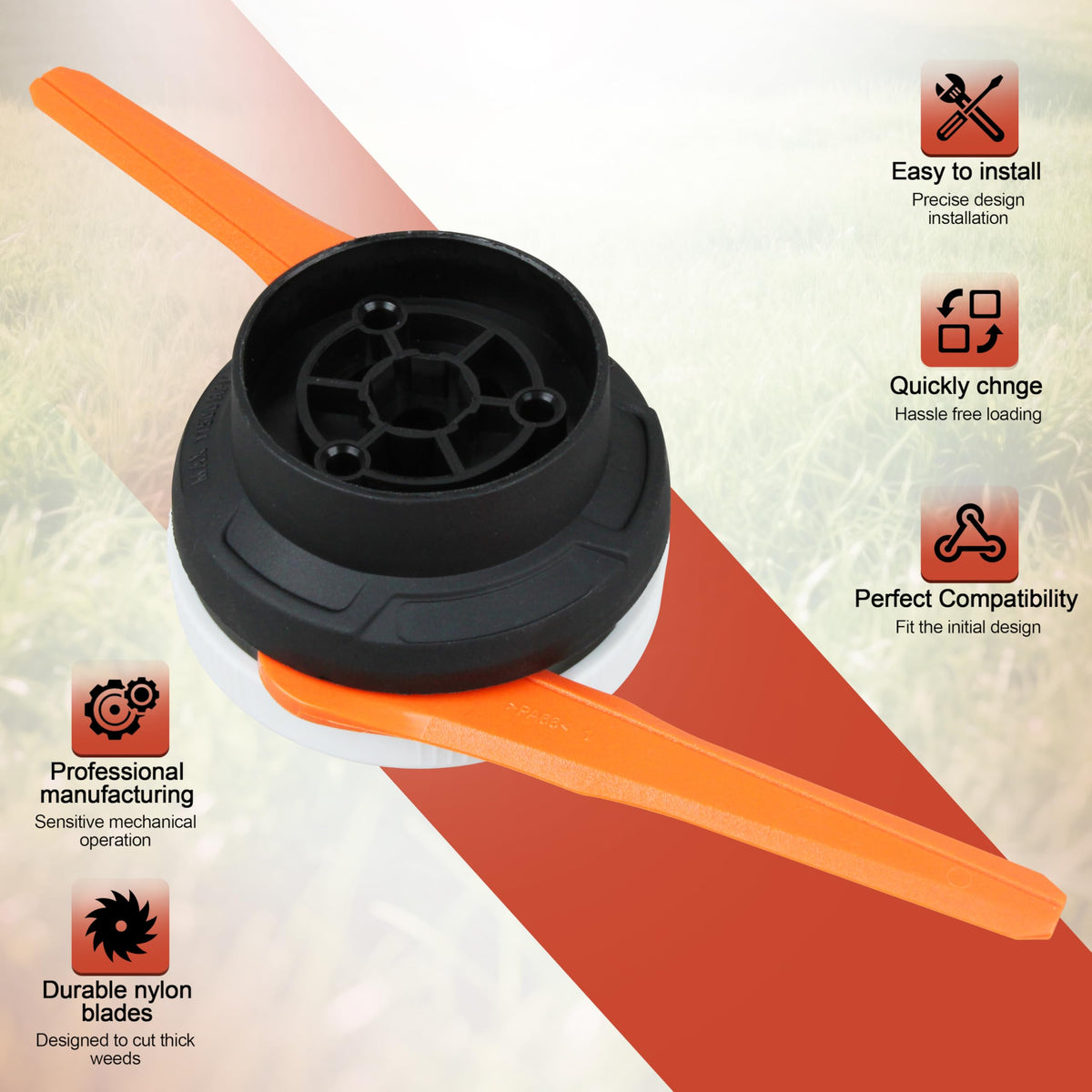 OSENCLO trimmer head compatibility image shows wide compatibility with Stihl trimmers.