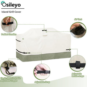 Osileyo 98inch island grill cover left side view showing full side protection