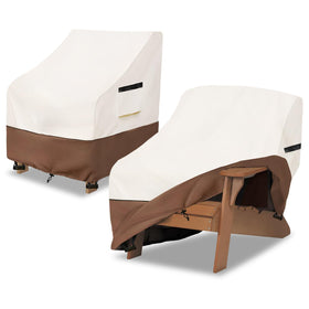 Osileyo patio chair cover 2-pack in beige and brown protects outdoor chairs from sun and rain.