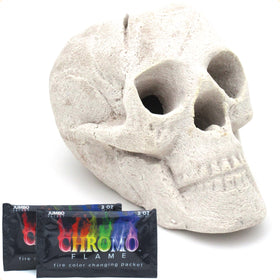 OSKER fire pit skull log, 9 inches, light beige, dramatic outdoor centerpiece.