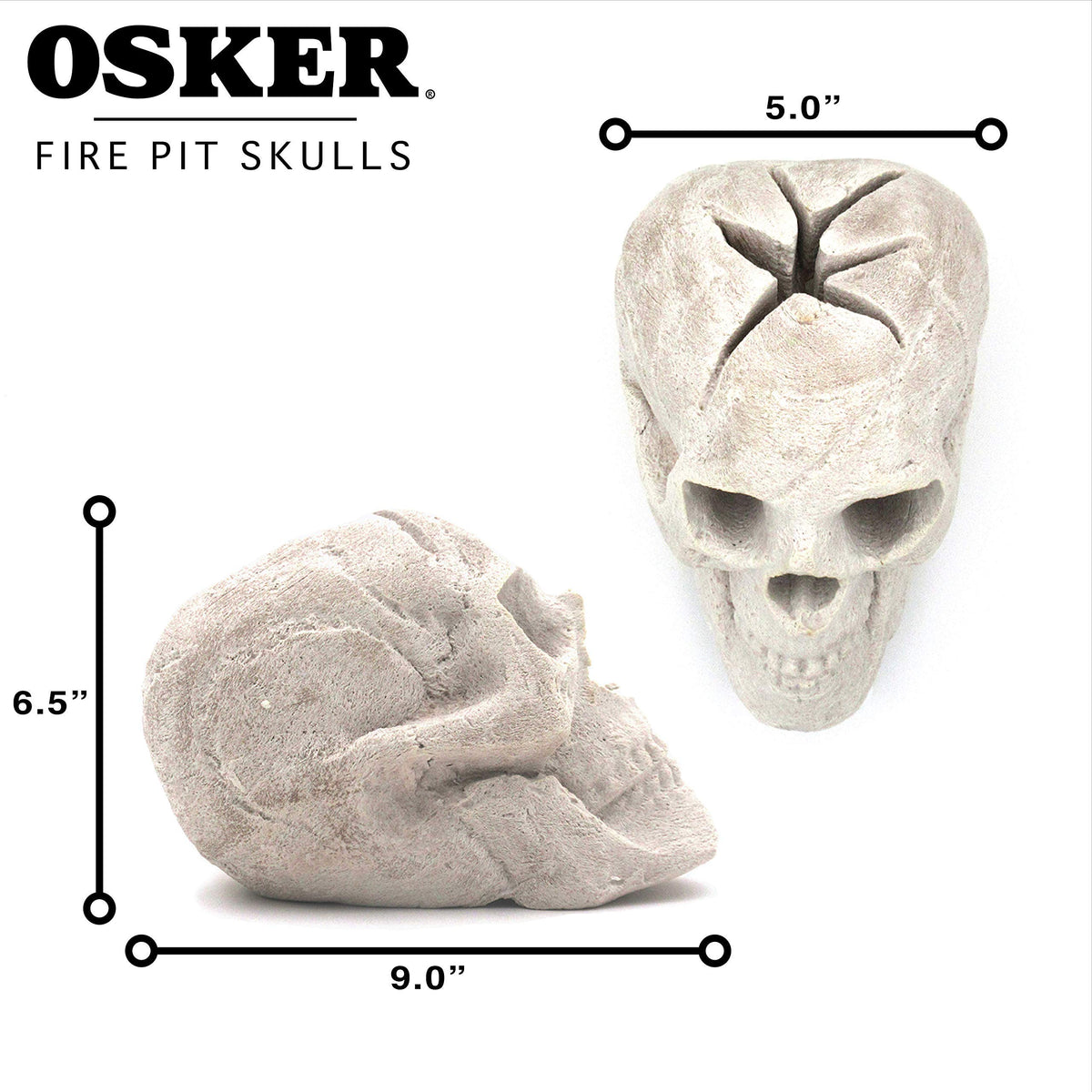 OSKER fireproof ceramic skull log designed for durability and heat resistance.