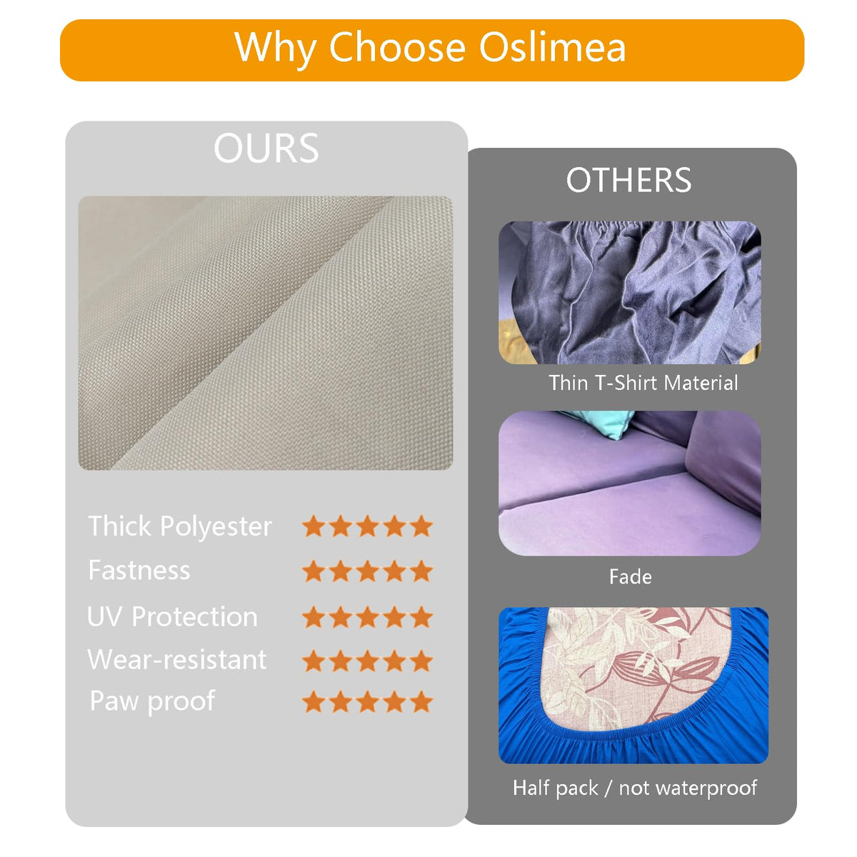 Oslimea back-and-seat covers tan complete set for outdoor cushions