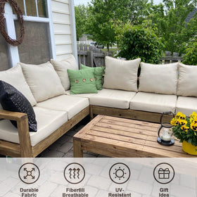 Oslimea eight-piece cushion cover set tan convenient upgrade for outdoor spaces