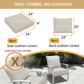 Oslimea seat cushion cover 24x24x4 tan, durable slip-on protection for outdoor chairs