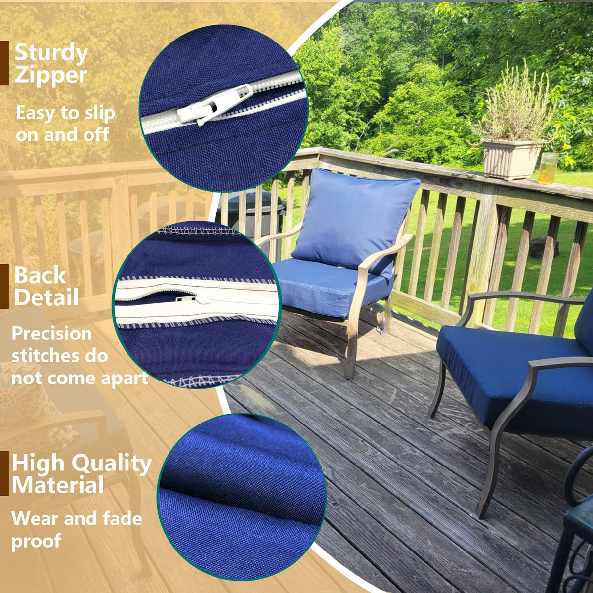 Oslimea zipper and stitch detail blue, smooth operation for quick changes