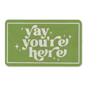 OSLYSOF funny green door mat at front door welcoming guests