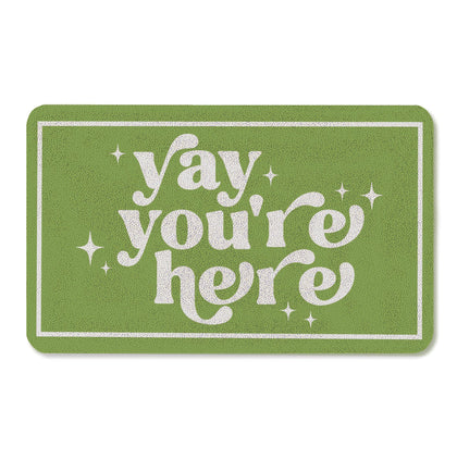 OSLYSOF funny green door mat at front door welcoming guests