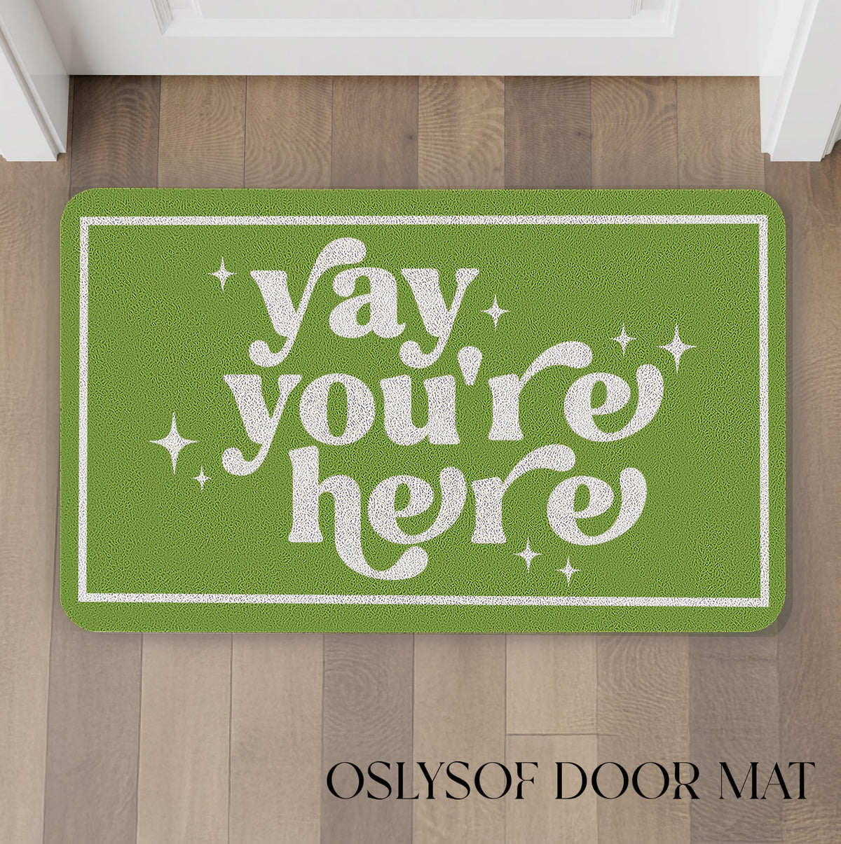 OSLYSOF indoor-outdoor door mat shown for versatile entryway placement