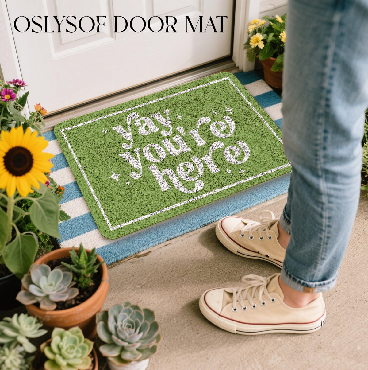 OSLYSOF welcome design mat adds personality to entryway