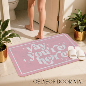 OSLYSOF funny pink door mat entryway decor brightens any foyer.
