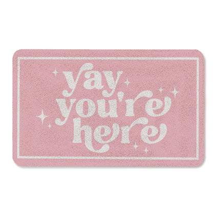 OSLYSOF funny pink door mat front view welcoming guests with playful style.