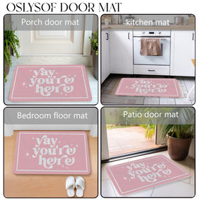 OSLYSOF funny pink door mat slip-resistant backing stays in place.