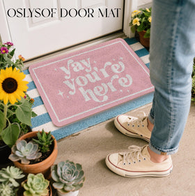 OSLYSOF funny pink door mat outdoor use on porch or entryways.