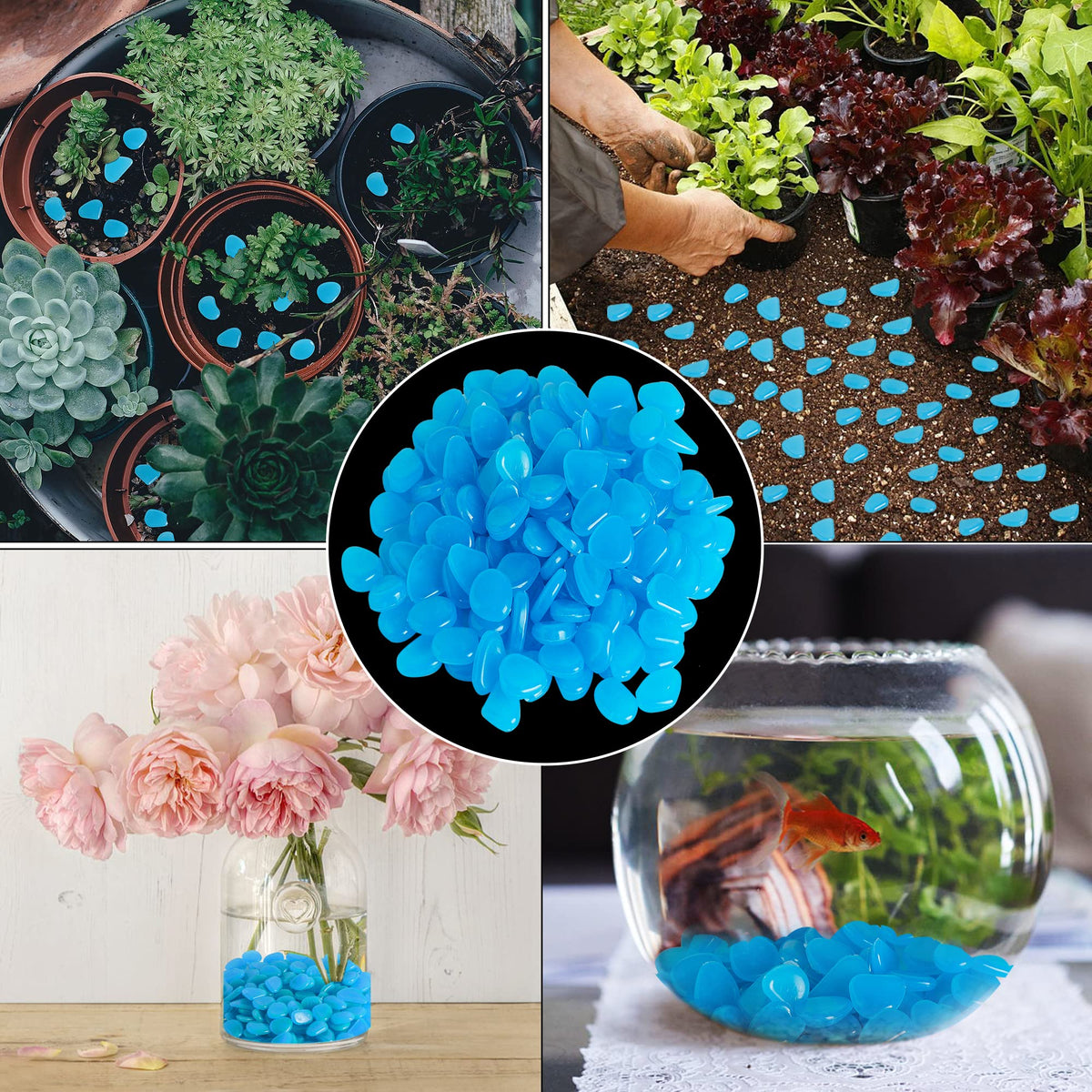OSOPOLA luminous stones for courtyards and terraces with blue glow