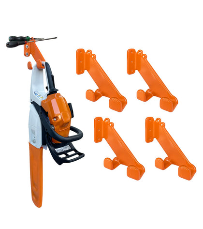 OSROENE chainsaw hanger mounted horizontally on wall for quick access