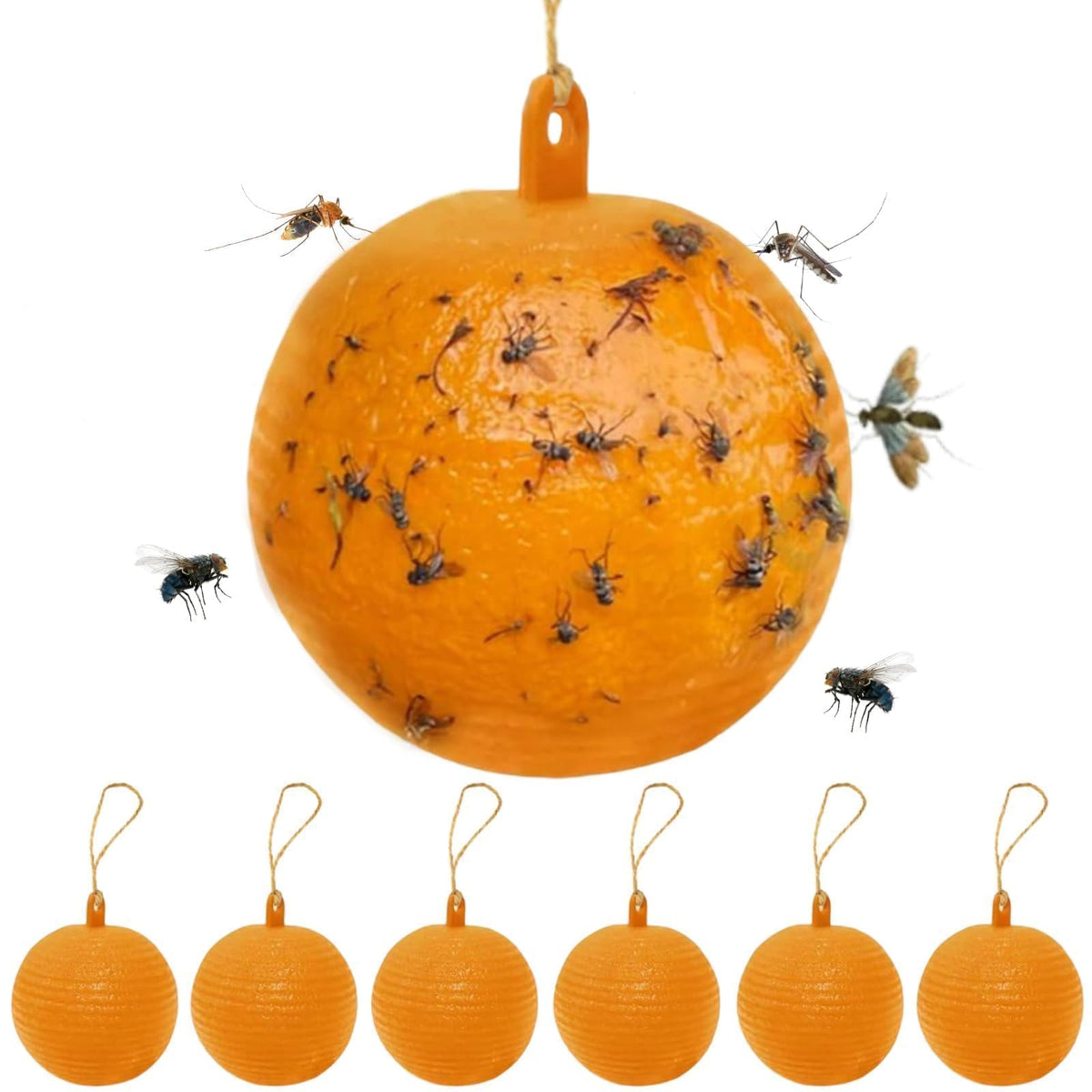Osseph 6pc sticky fruit fly trap ball yellow attracts pests outdoors