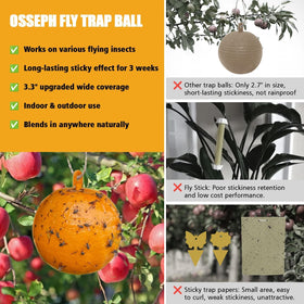 Osseph fly trap ball hanging setup demonstrates easy outdoor placement