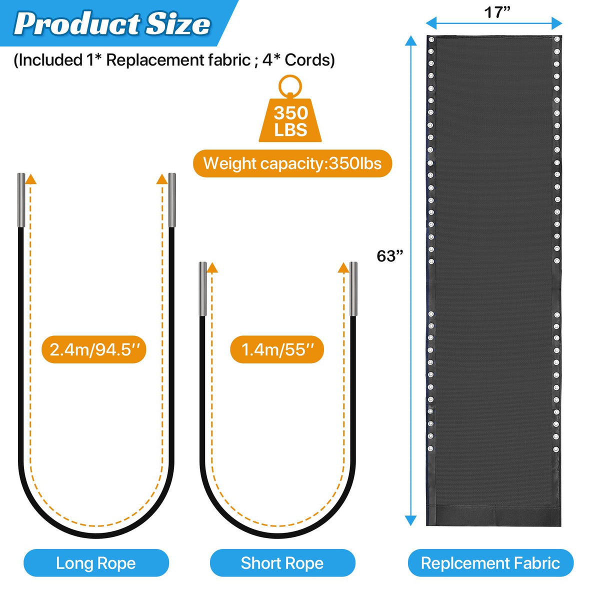 Ostlttyn bungee cord kit replacement for secure tension in reclining chairs.