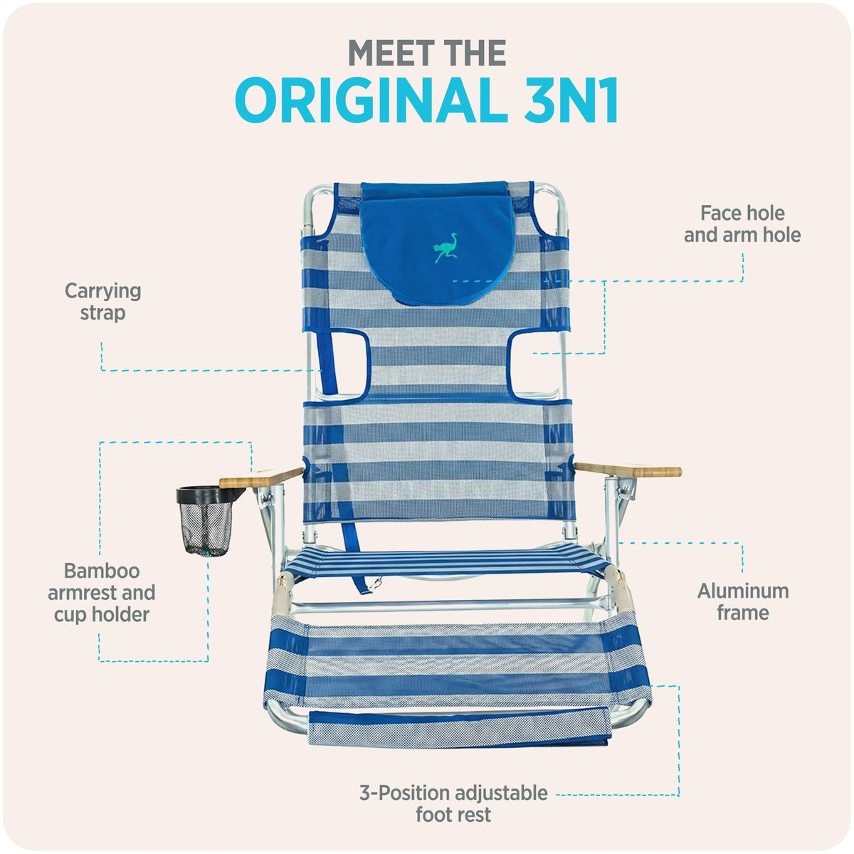 Ostrich 3N1 folded portable design for easy transport