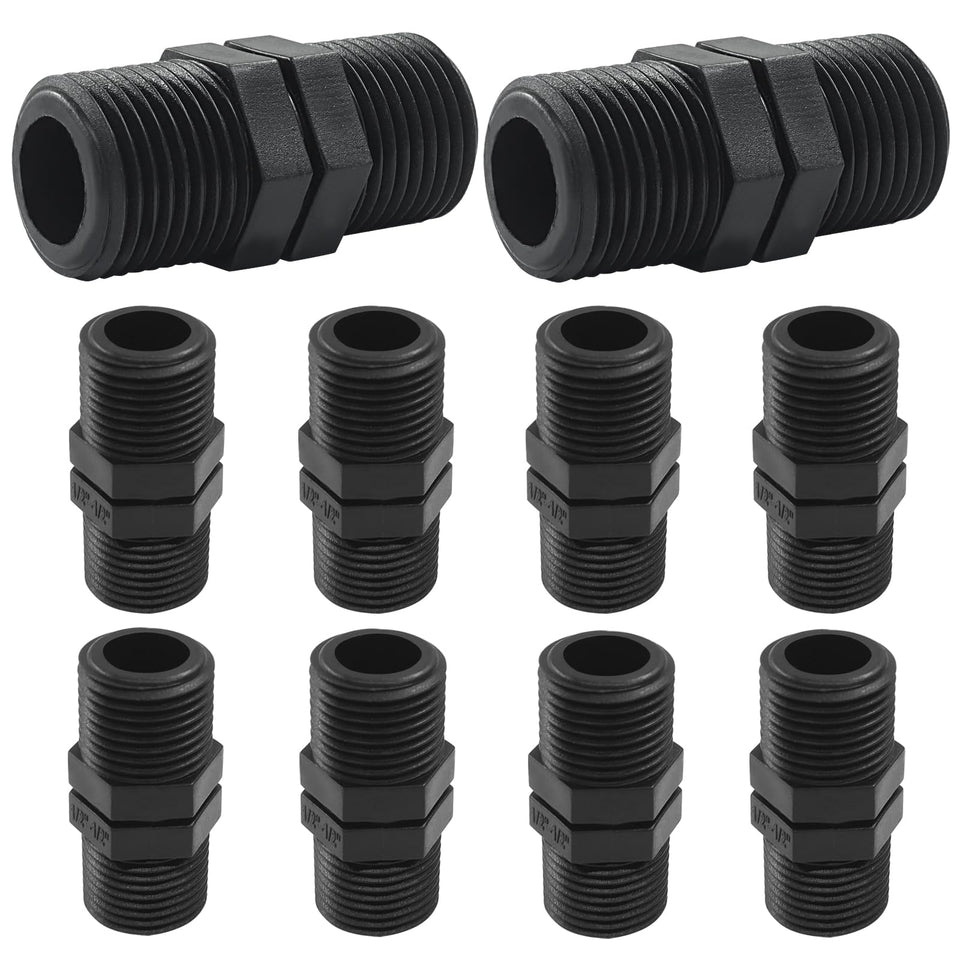 OSVJE double-male pipe thread head riser for 1/2 inch systems extending sprinkler reach.