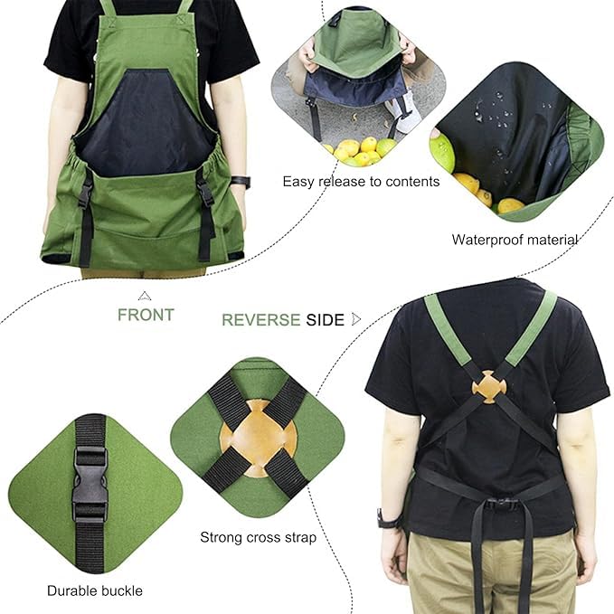 Osznmmg multi-pocket apron — neatly stores gloves and scissors.