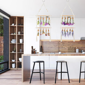 OtGalk boho style rack in kitchen décor ideal for drying and display.