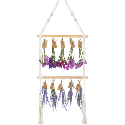 OtGalk two-tier herb drying rack top view with adjustable hooks for flexible drying.