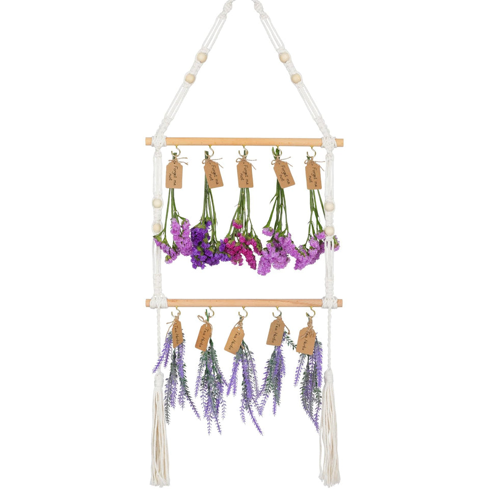 OtGalk two-tier herb drying rack top view with adjustable hooks for flexible drying.