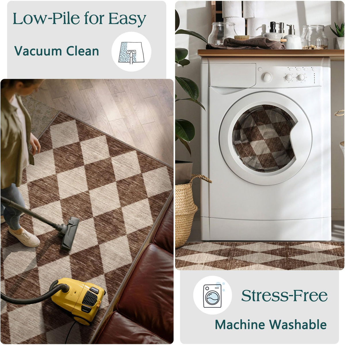 Othilic machine-washable rug cleans easily in cold water