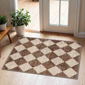 Othilic front door rug with checkered diamond pattern for entryway style