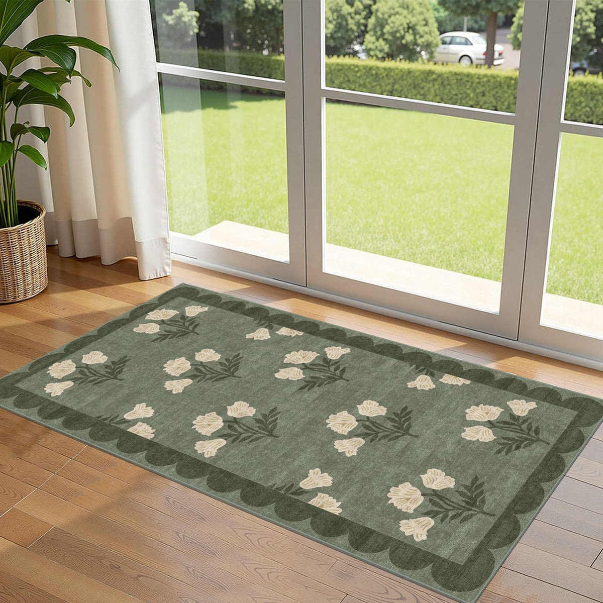 Othilic floral front door mat closeup shows vintage pattern and soft texture for entryways.