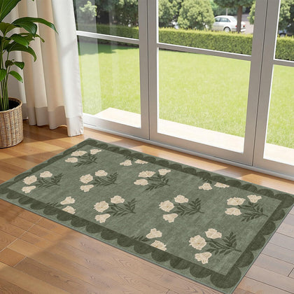 Othilic floral front door mat closeup shows vintage pattern and soft texture for entryways.