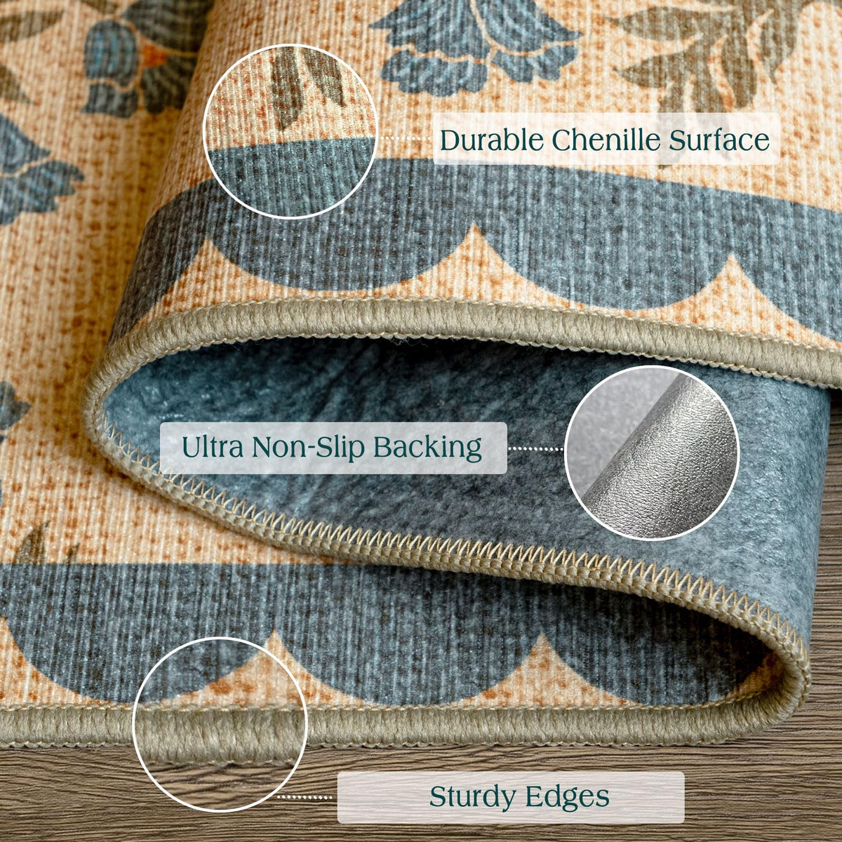 Othilic layered doormat with floral pattern adds cottage charm.