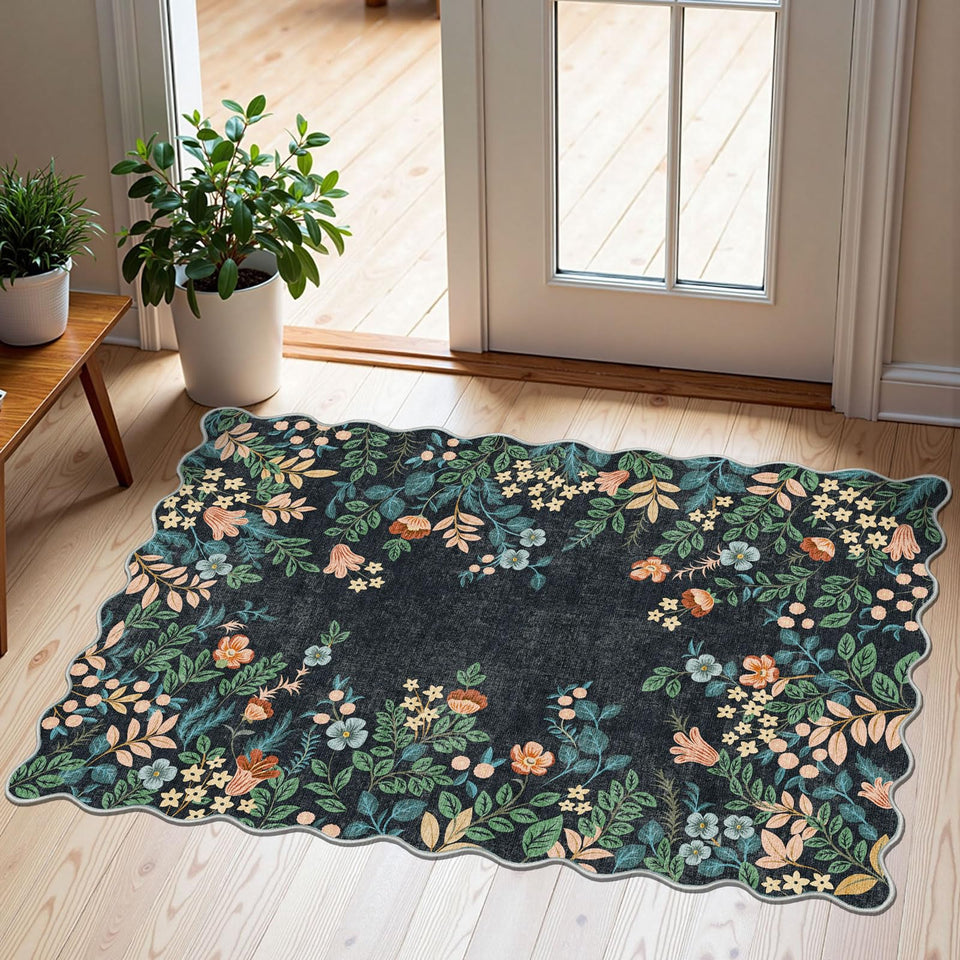 Othilic front door mat floral design close-up showing vintage charm