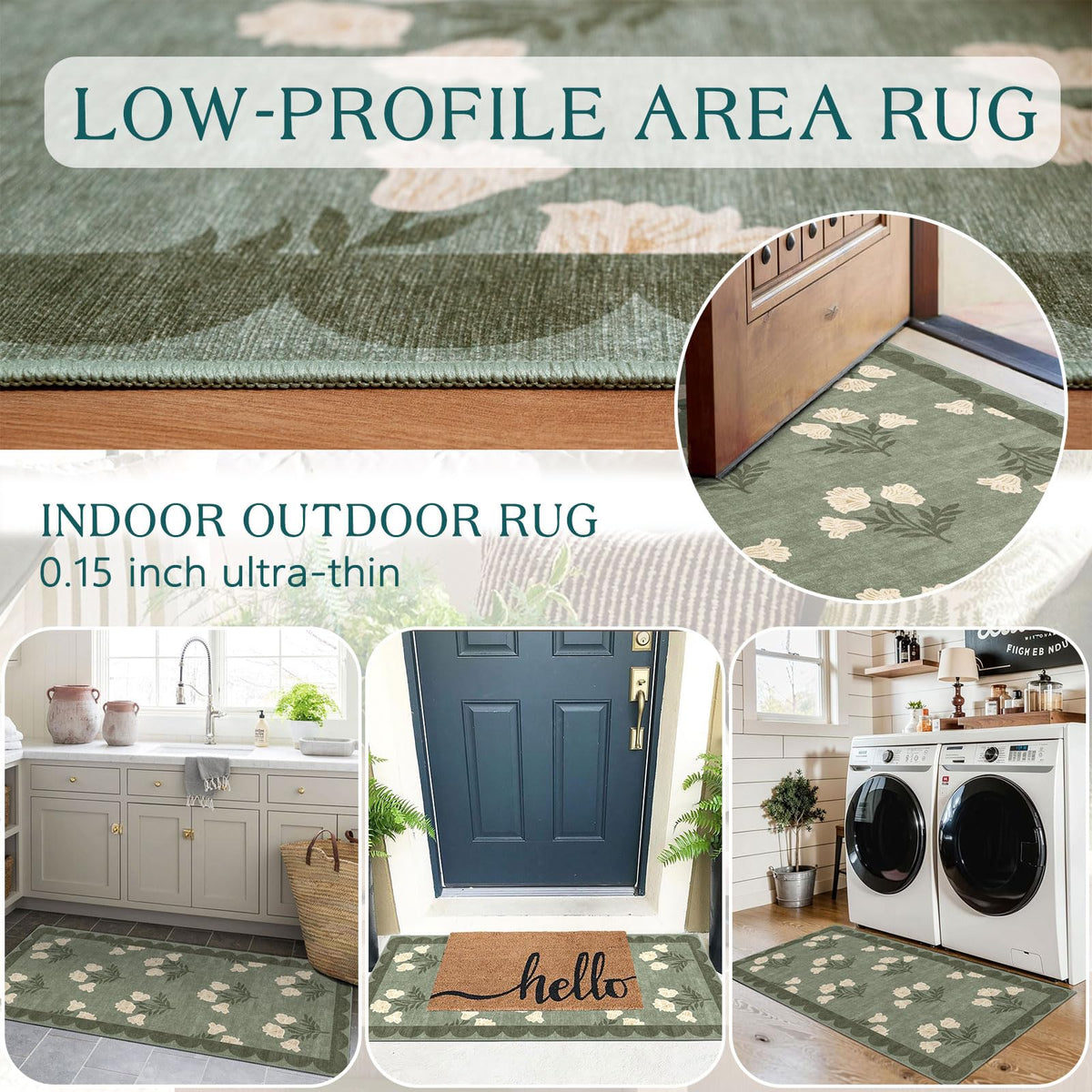Othilic front door mat sage green color enhances porch appeal.