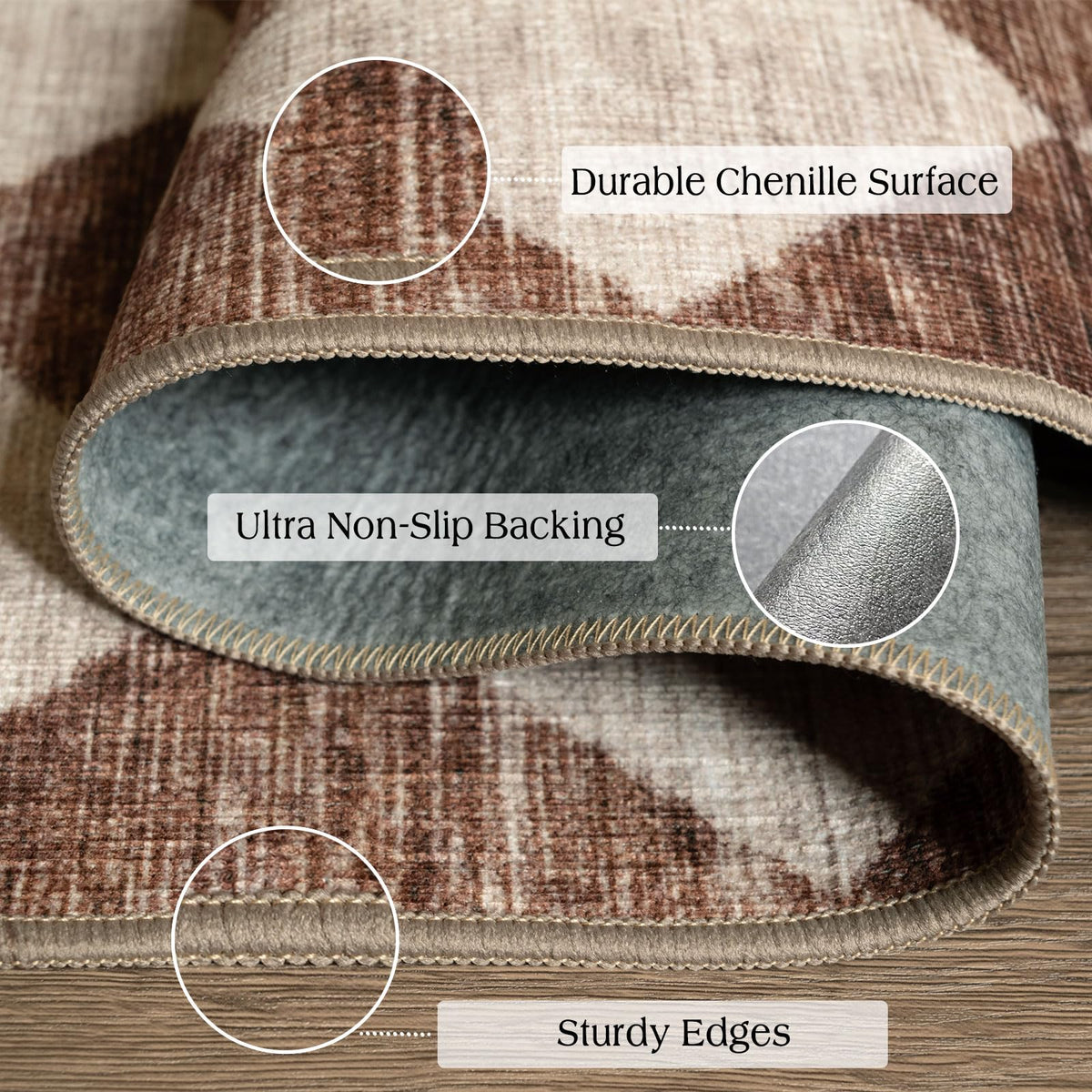 Othilic indoor outdoor rug ultra-thin design fits under doors