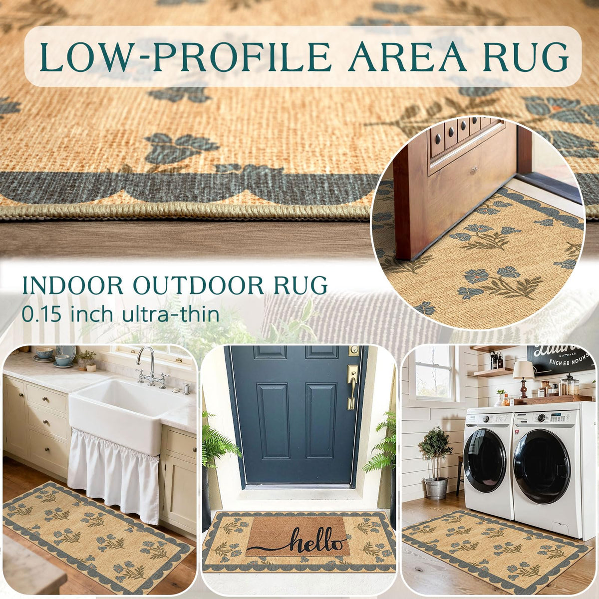 Othilic machine-washable porch rug simplifies cleaning and upkeep.