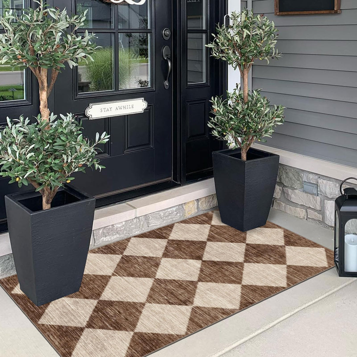 Othilic machine washable porch rug for effortless cleaning
