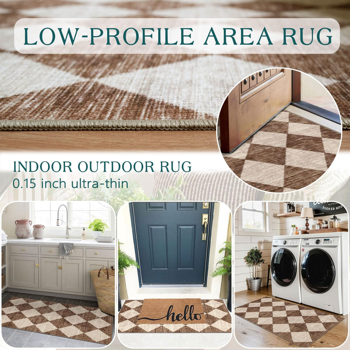 Othilic rug with non-slip rubber backing to prevent slips