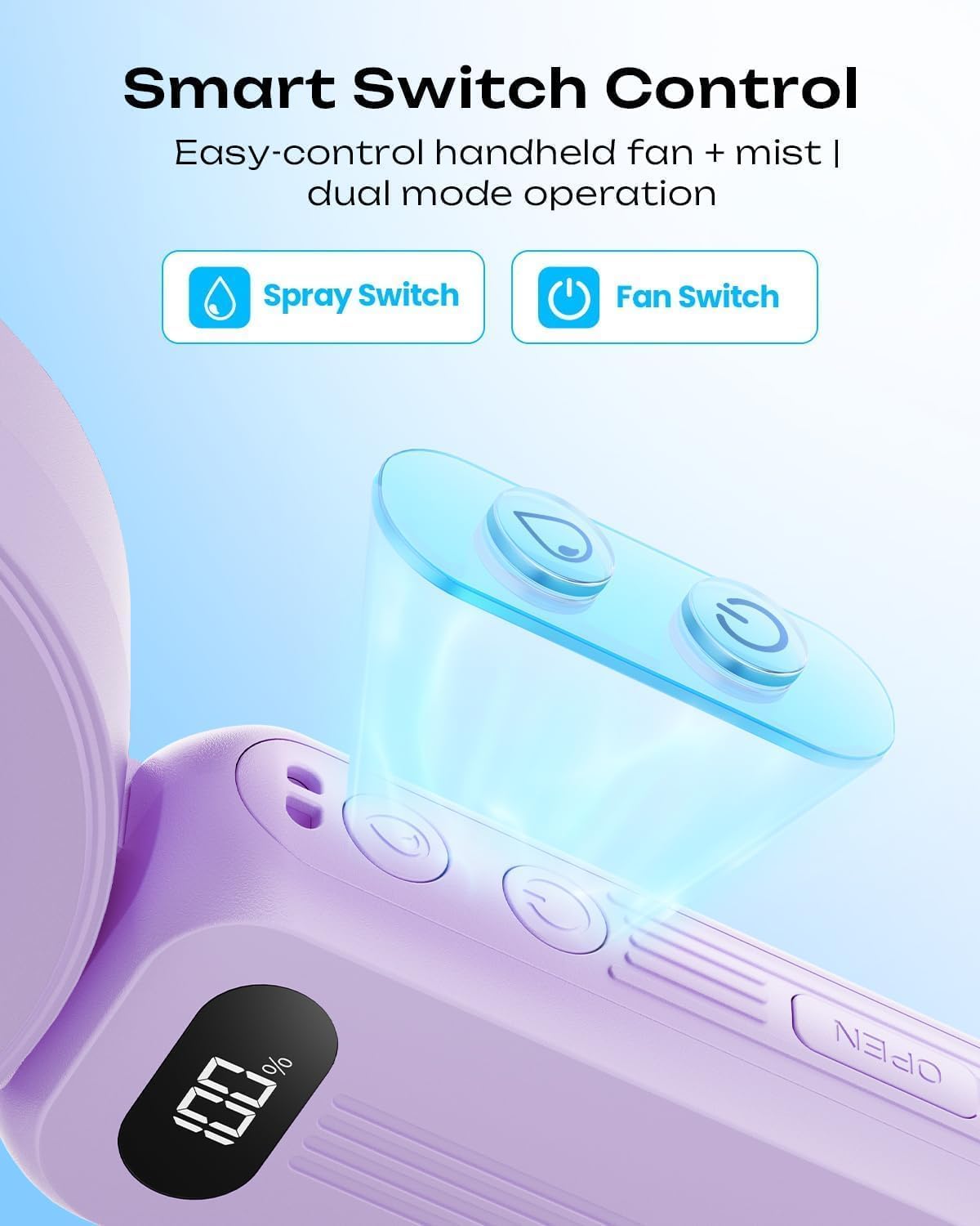 Otlonpe misting fan battery life indicator for all-day use