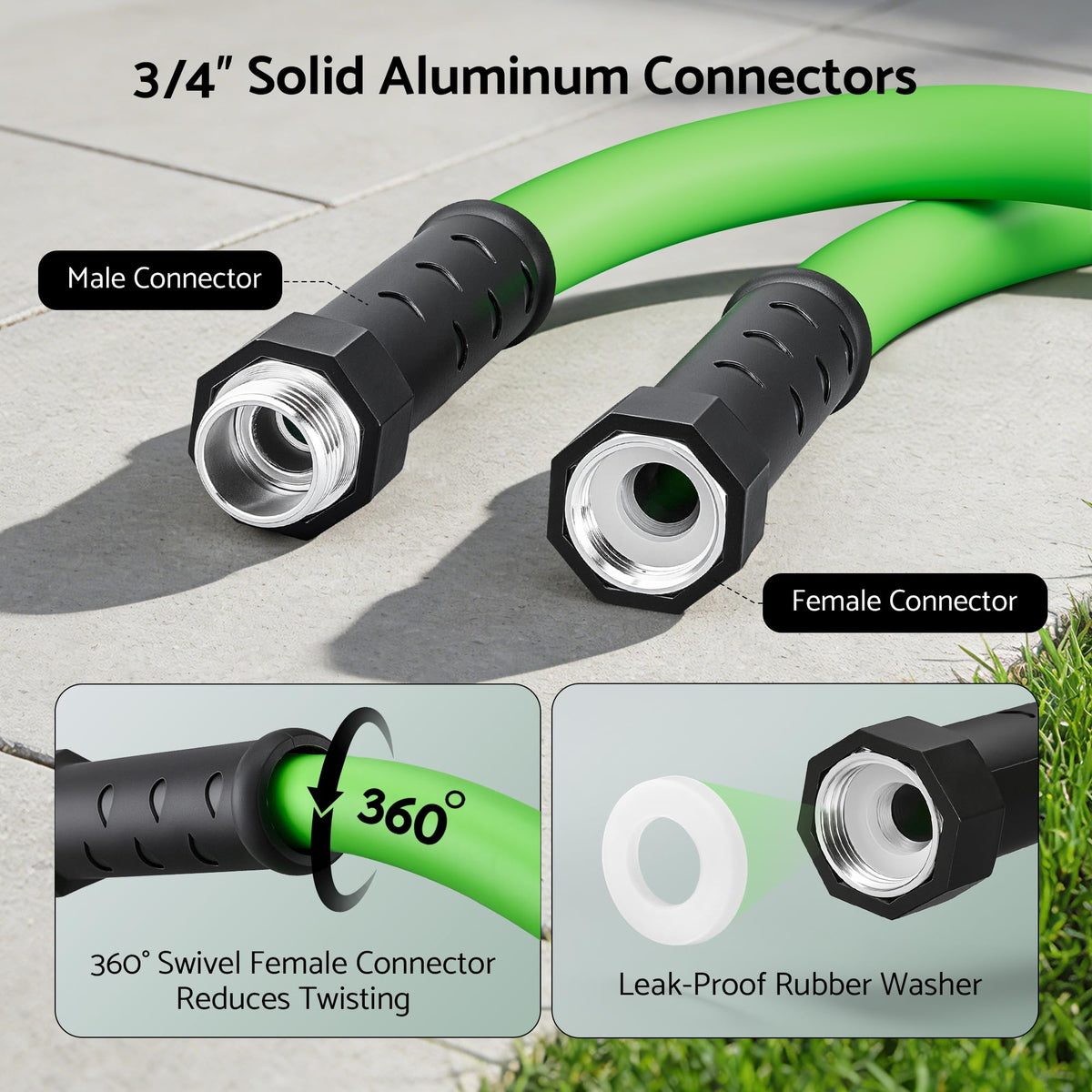 otnofok solid aluminum fittings provide leak-proof garden connections.